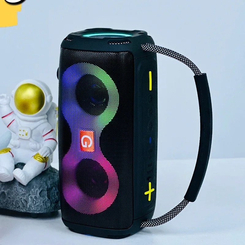 ET-312 Wireless Portable Deep Bass Speaker with FM Radio LED Colorful Light DJ Party Bluetooth Loud Speakers Hand-held Subwoofer